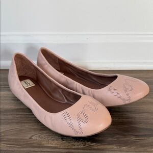 Ellen Degeneres Pink 'Love' Leather Flats Shoes 7 M 37 1/2 NEW